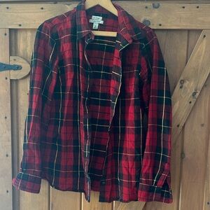 L.L. Bean Red and Black Plaid Shirt